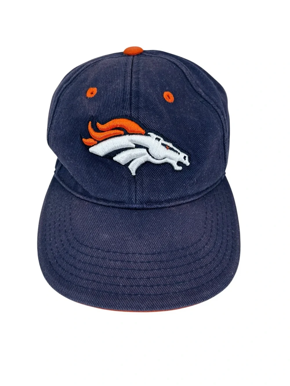 Denver Broncos NFL Team Apparel Youth Kids Adjustable Hat Navy Orange Retro
